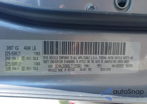 2020 Jeep Compass Latitude 4X4 from USA, damaged, VIN 3C4NJDBB6LT125861